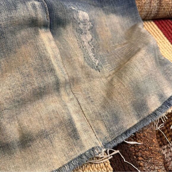 Polo Ralph Lauren Lawrence Repaired Destroyed Denim Mini Skirt - Picture 6 of 16